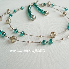 PARDUOTA Vienetinis papuošalas Koljė su Swarovskio kristalais