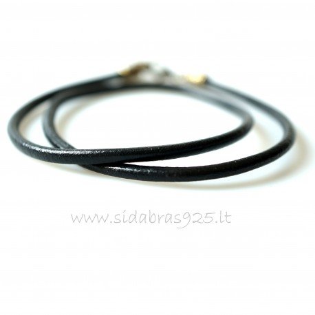 Žalvarinė kolje su natūralia oda J7