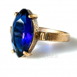 Bronzinis žiedas su mėlynu Cirkoniu BŽ113