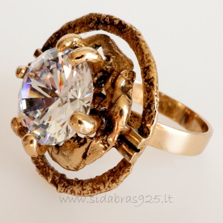Кольцо из бронзы с 12мм цирконием BŽ469