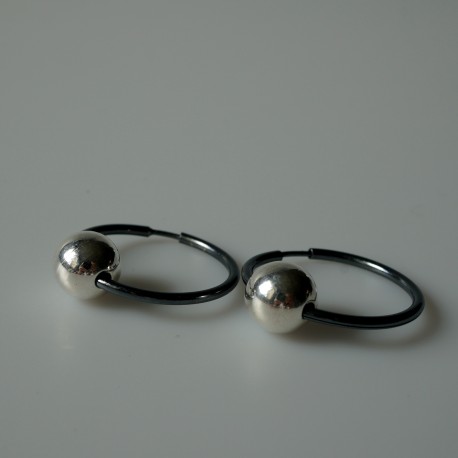 Серьги-кольца конго маленькие черные с пузырьком "Dirvolika ARJ-2,0 cm"