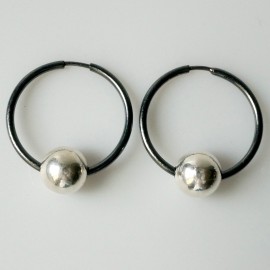 Серьги-кольца конго черные с пузырьком "Gabija ARJ -2,5 cm"