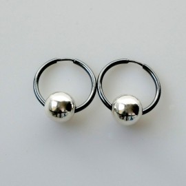 Серьги-кольца конго маленькие черные с пузырьком "Dirvolika ARJ-2,0 cm"