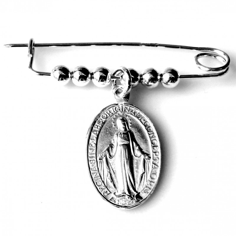 DiamondJewelryNY Baby Badge with St Francis of Assisi Charm and Godchild Badge Pin 