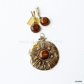 Žalvarinis komplektas su Tigro Akimi