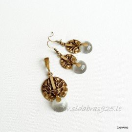 Комплект из латуни с кошачьим глазом