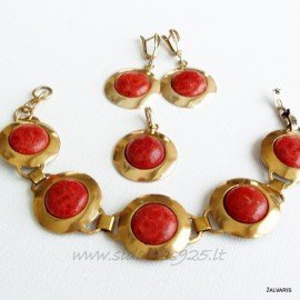 Žalvarinis komplektas su Koralu